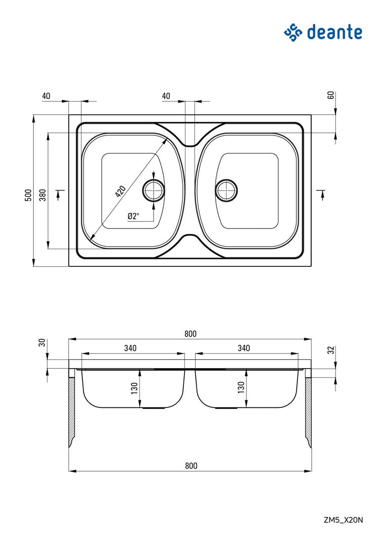 2-bowl steel sink - overlay