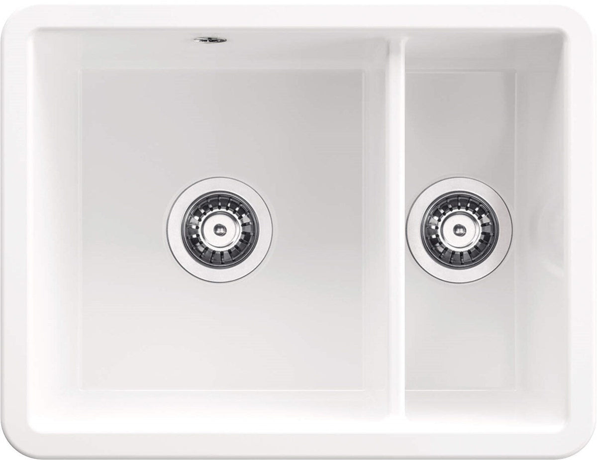 Deante Ceramic Sink 1.5-Bowl White 555x430x220mm