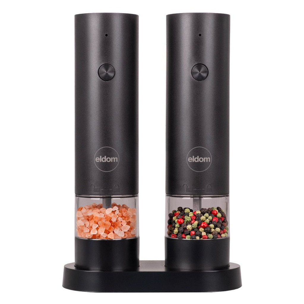 ELDOM Pepper and Salt Grinder Set Battery-Powered Black ZMP5