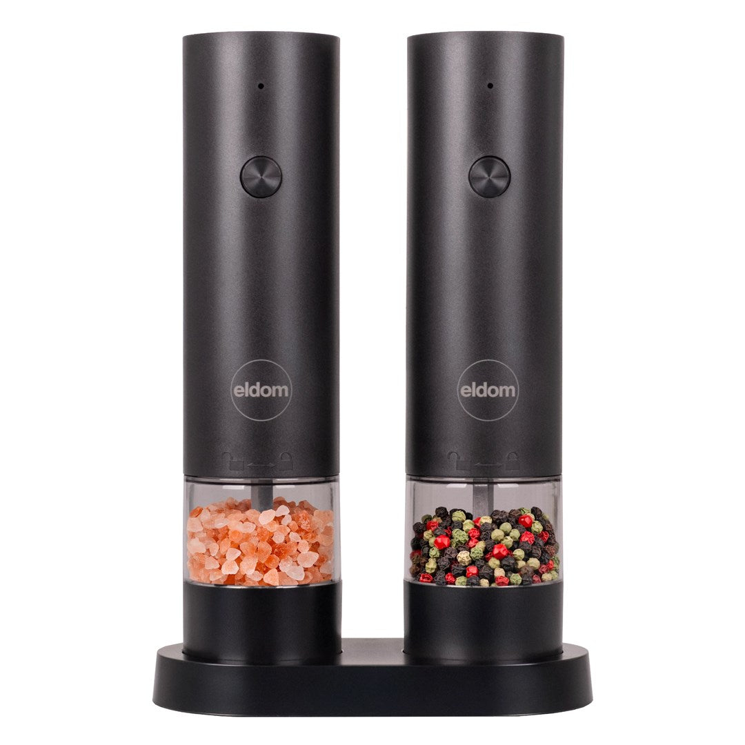 ELDOM Pepper and Salt Grinder Set Battery-Powered Black ZMP5