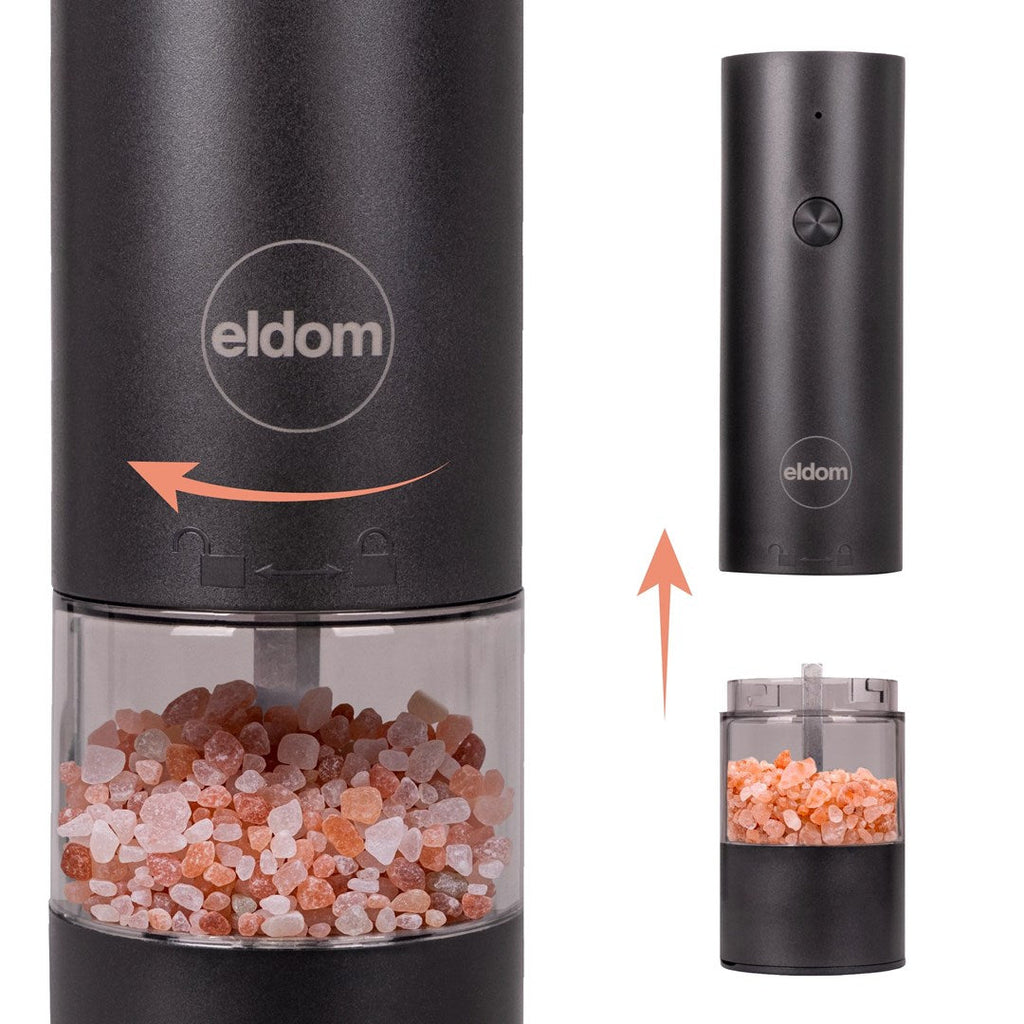 ELDOM Pepper and Salt Grinder Set Battery-Powered Black ZMP5