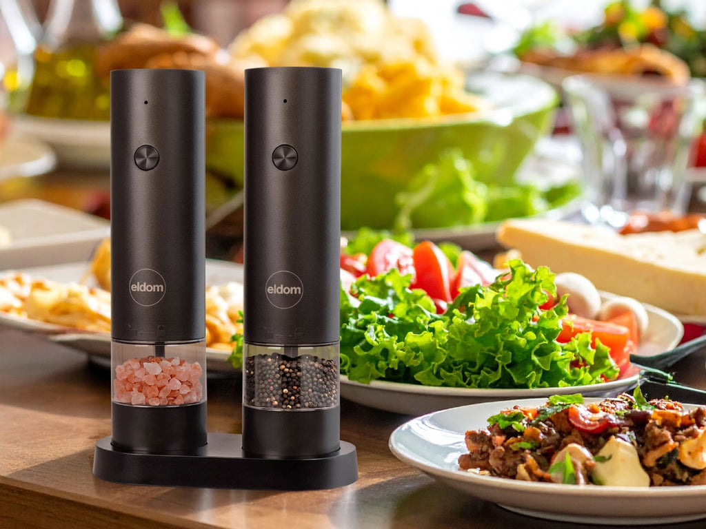 ELDOM Pepper and Salt Grinder Set Battery-Powered Black ZMP5