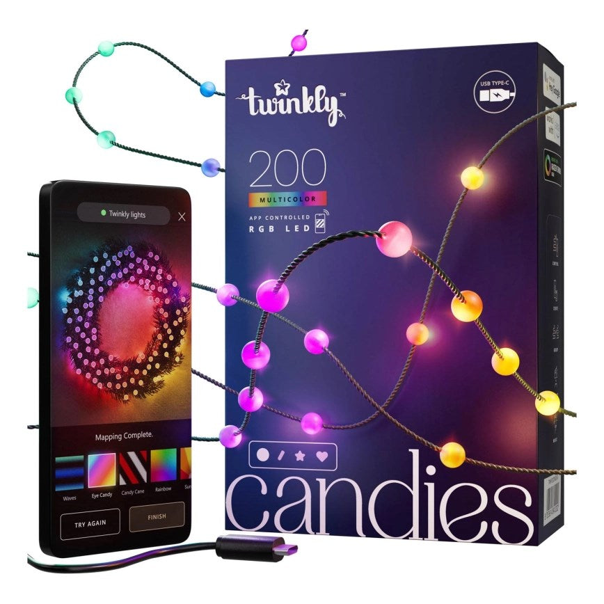 Twinkly Candies LED Christmas Tree Lights TWKP200RGB-G 6 m 200 Lights