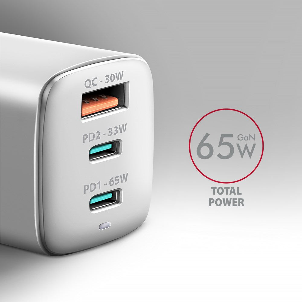AXAGON ACU-DPQ65W 65W Wall Charger with PD3.0 & QC4+ for Smartphones, Laptops, Tablets