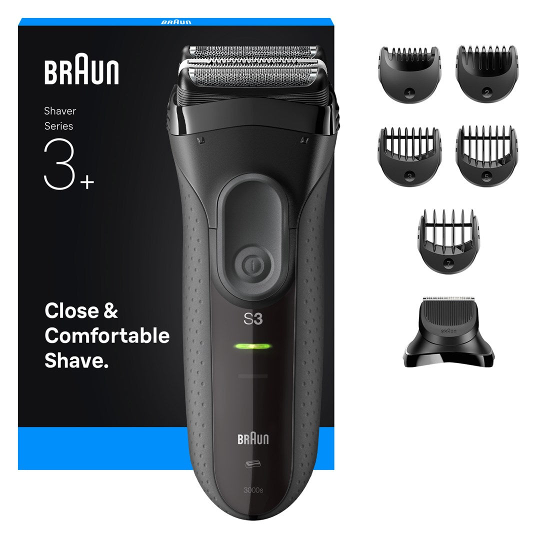 Braun 3000BT Foil Shaver Trimmer 6 Blades Wet & Dry Black, Grey 3000BT