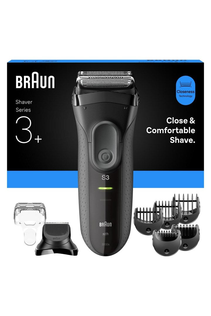 Braun 3000BT Foil Shaver Trimmer 6 Blades Wet & Dry Black, Grey 3000BT