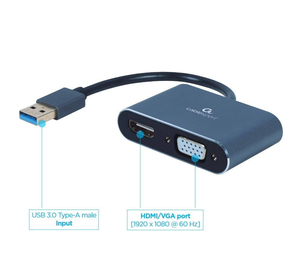 GEMBIRD HDMI to VGA Adapter 3840 x 2160 Model A-USB3-HDMIVGA-01