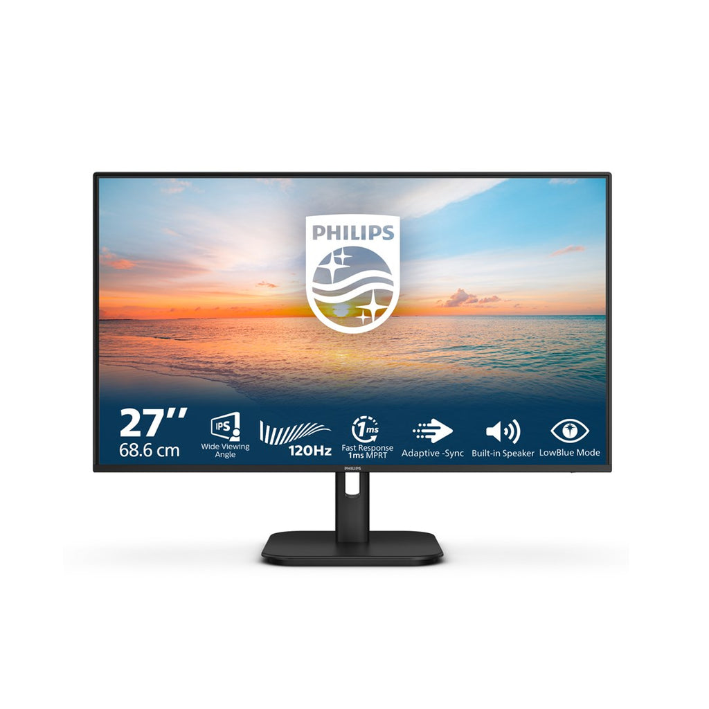 Philips 27E1N1200A - 27 Inch Full HD Monitor, 120 Hz, Adaptive Sync, Speakers (1920x1080, 1x D-Sub, 1x HDMI 1.4, 1x DisplayPort 1.2) Black