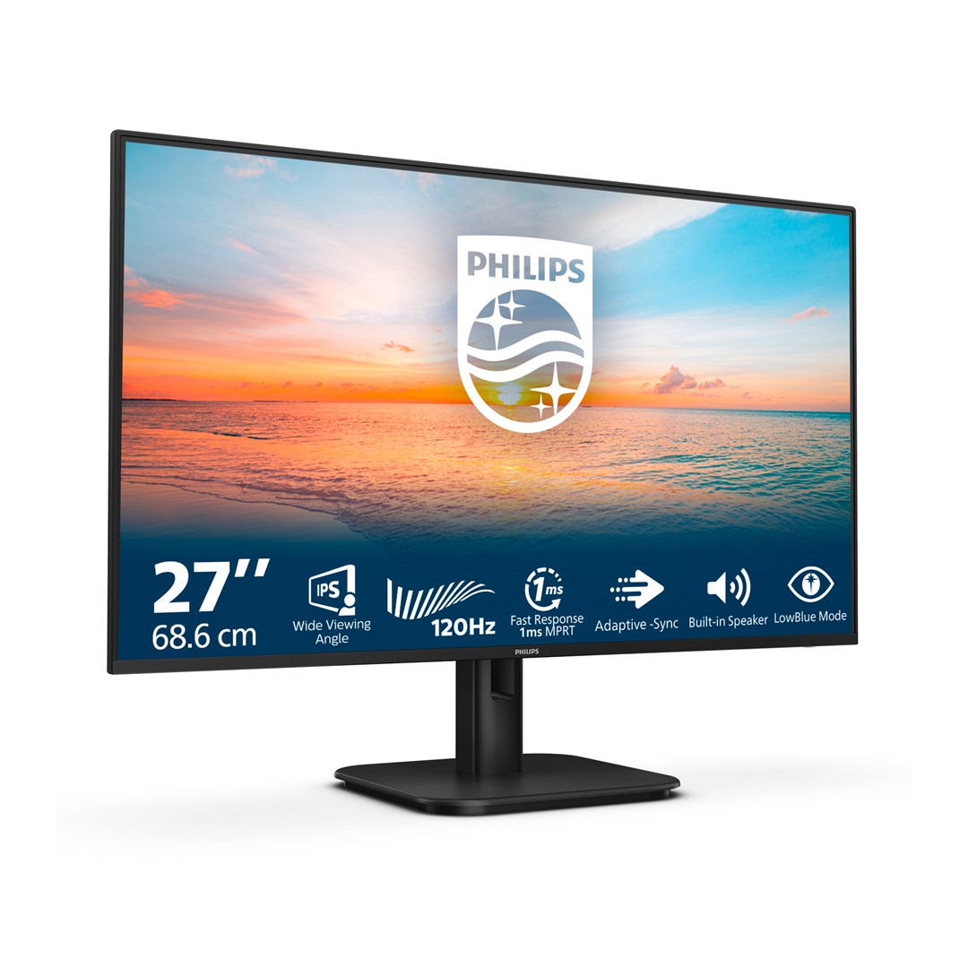 Philips 27E1N1200A - 27 Inch Full HD Monitor, 120 Hz, Adaptive Sync, Speakers (1920x1080, 1x D-Sub, 1x HDMI 1.4, 1x DisplayPort 1.2) Black
