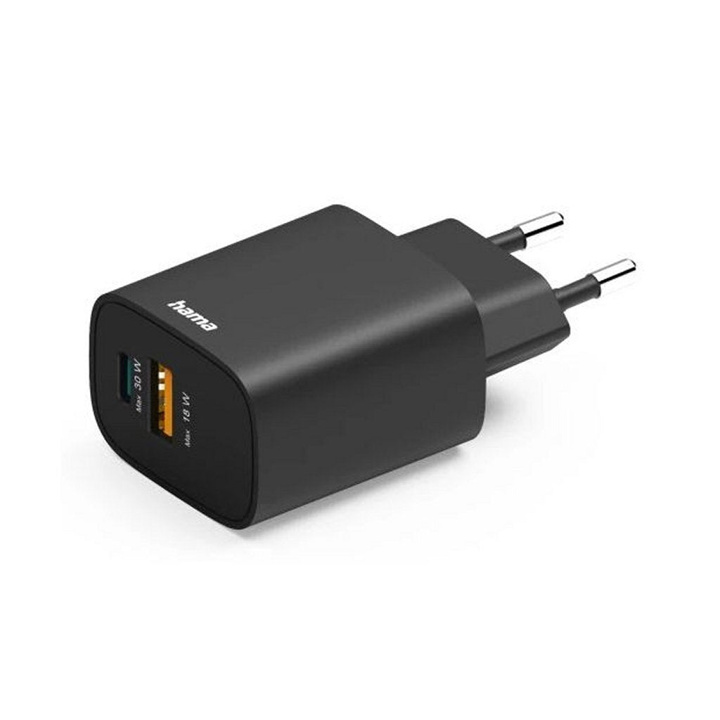 Hama Fast Charger 1x USB-A 1x USB-C PD 30W Black