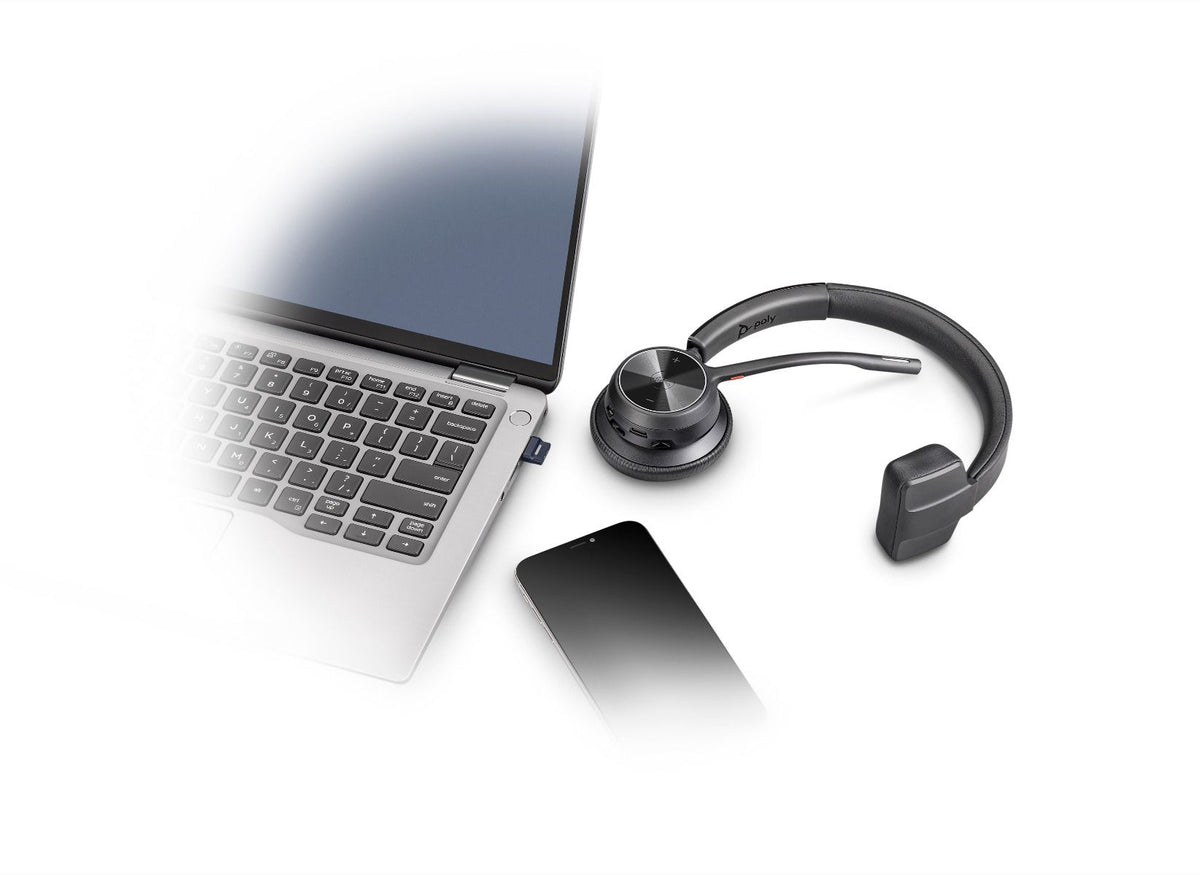 HP Poly Voyager 4300 UC Series 4310 - Headset - On-Ear - Bluetooth - Wireless - USB-C - Certified for Microsoft Teams (218474-02)