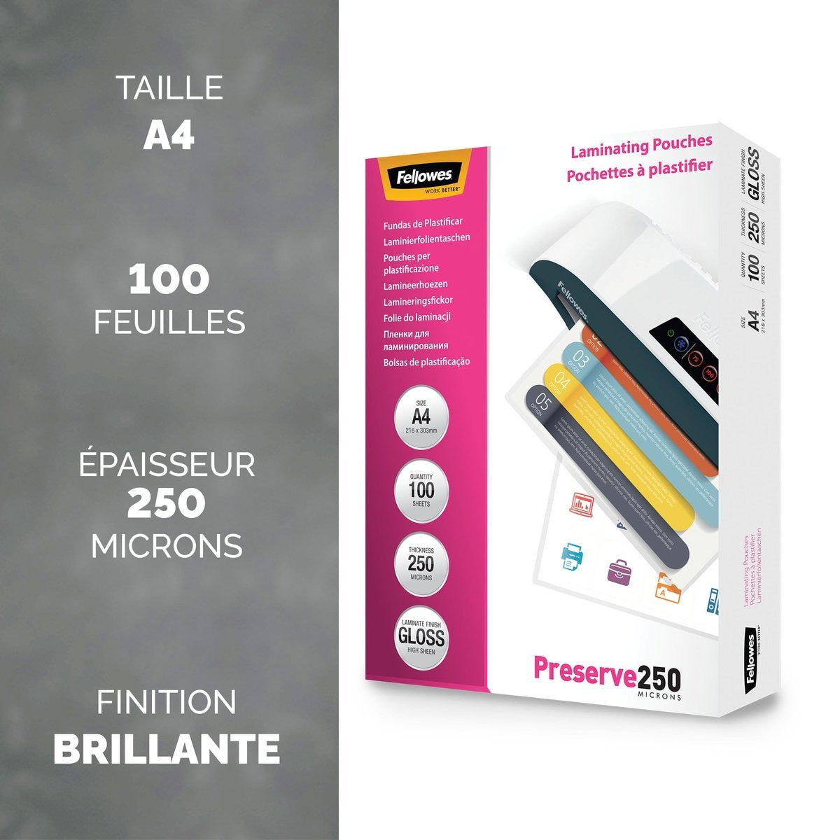 Fellowes Laminating Pouches A4 Glossy - 100 Pack (54018)