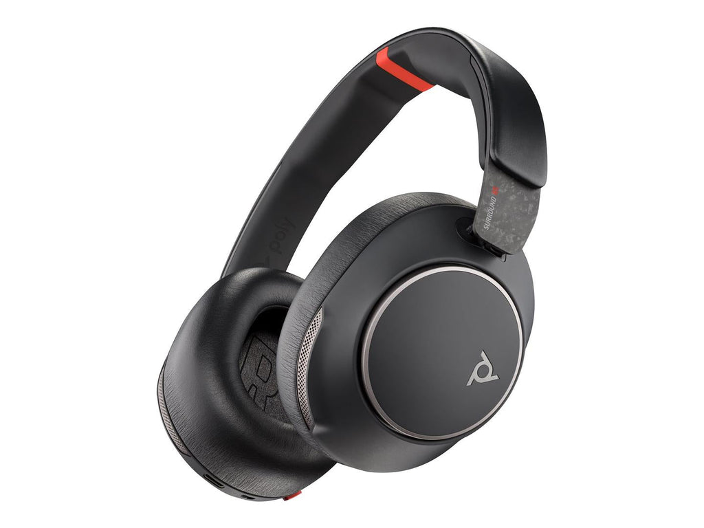HP Poly Voyager Surround 85 UC Wireless Headphones, USB Type-C, Bluetooth, Charging Station, Black (8G7T7AA)