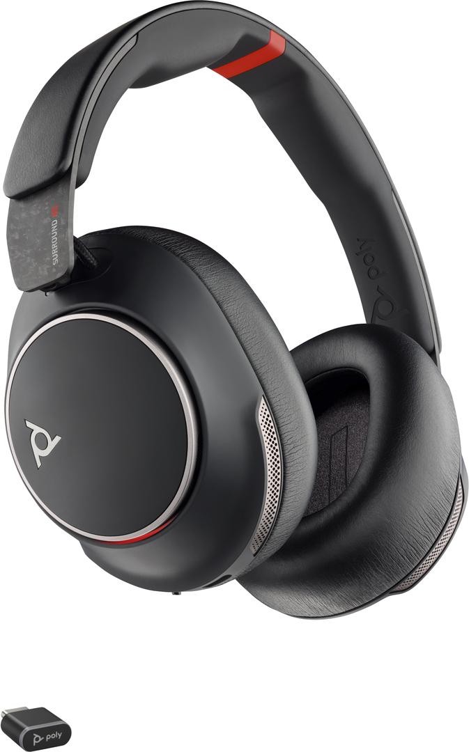HP Poly Voyager Surround 85 UC Wireless Headphones, USB Type-C, Bluetooth, Charging Station, Black (8G7T7AA)