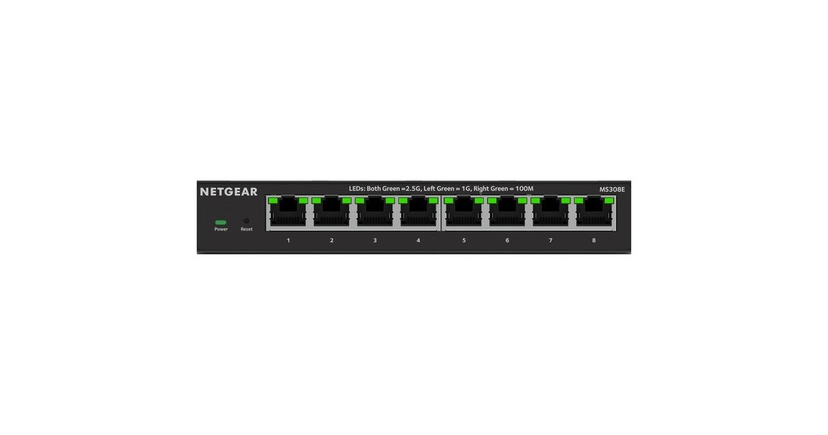 NETGEAR 300 Series Plus MS308 - Managed Multi-Gigabit Switch - 8 x 100/1000/2.5 G - Desktop, Wall-Mountable (MS308E-100EUS)