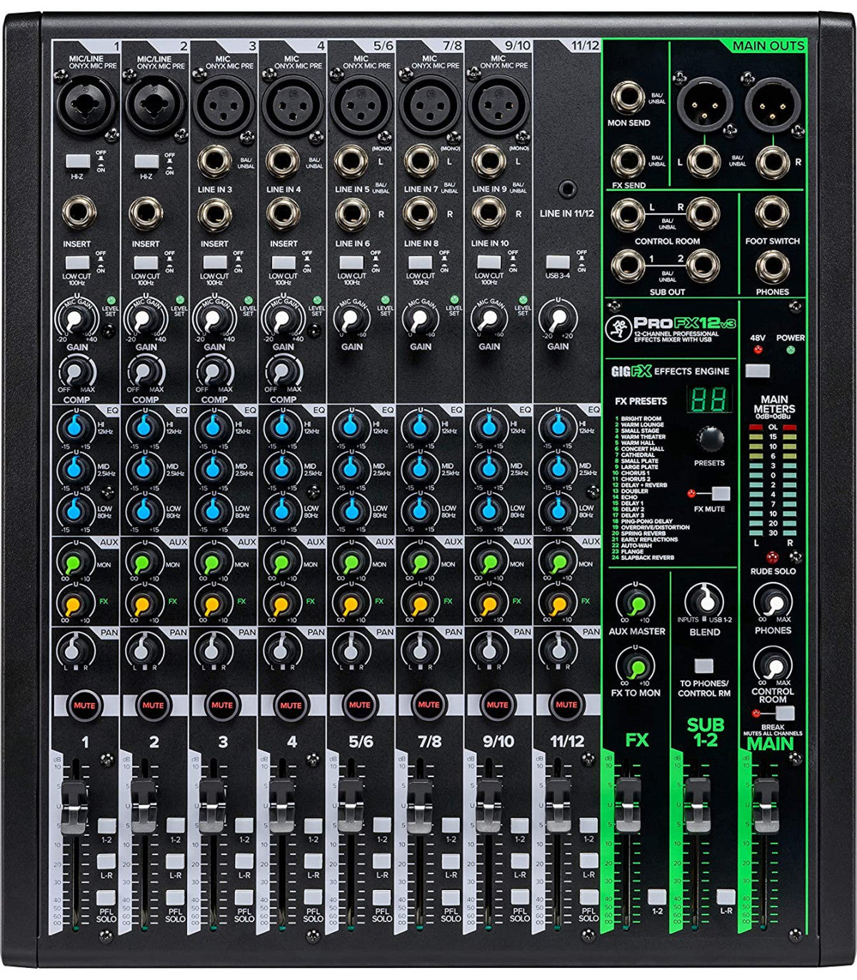 MACKIE Mixer ProFX12v3 Professional Mixing Console 5030 g 120 mm x 350 mm x 440 mm