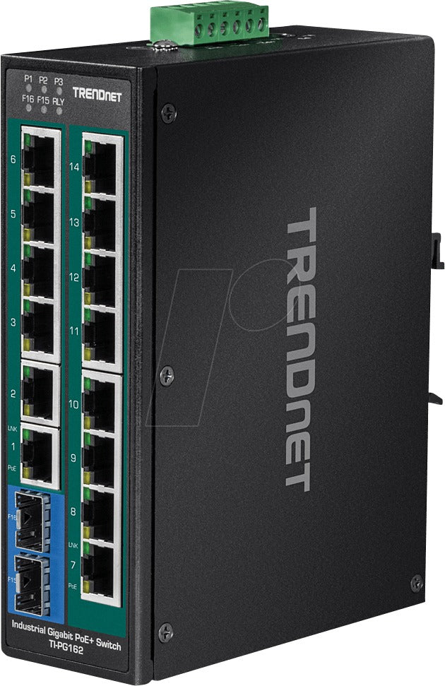 TRENDnet TI-PG162 - Industrial Switch - unmanaged - 14 x 10/100/1000 + 2 x Combo Gigabit SFP