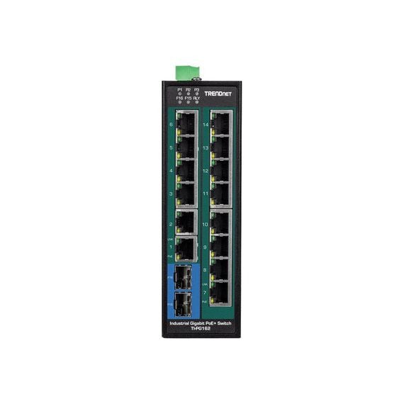TRENDnet TI-PG162 - Industrial Switch - unmanaged - 14 x 10/100/1000 + 2 x Combo Gigabit SFP