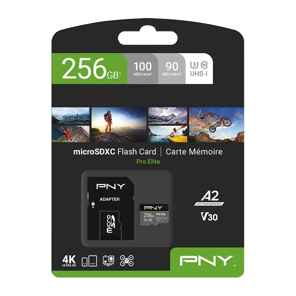 PNY PRO Elite Flash Memory Card 256 GB A2 V30 UHS-I microSDXC (8070R-600S)