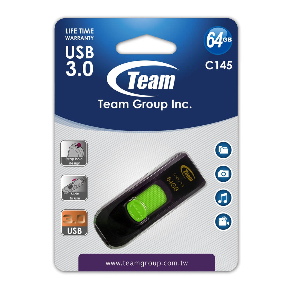 Flash USB 3.0 128GB TeamGroup C145 - Compact Design - High-Speed TC1453128GY01