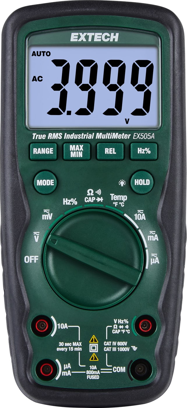 Extech EX505A Digital Handheld Multimeter CAT IV 600 V Display Counts