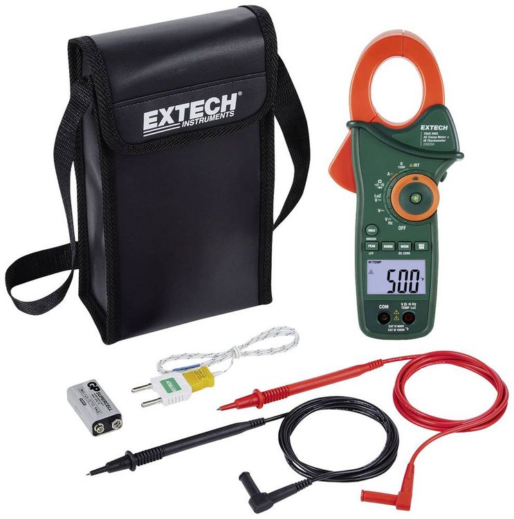Extech EX820A Digital IR Clamp Meter - CAT IV 600 V - 1000 A - Display (EX820A)