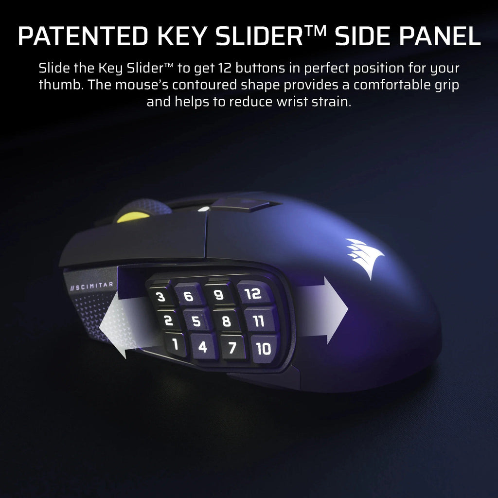 Corsair SCIMITAR ELITE WIRELESS SE Gaming Mouse - Gun Metal - 16 Programmable Buttons - CH-9314014-WW