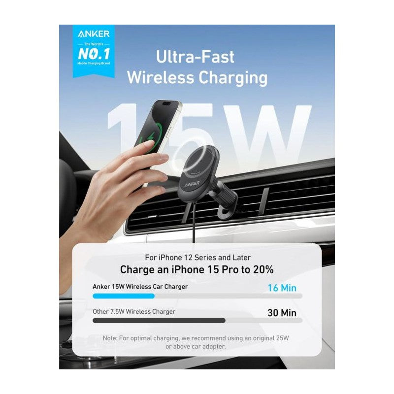 Anker Innovations MagGo Magnetic Wireless Car Charger 15W Black (B2932G11)