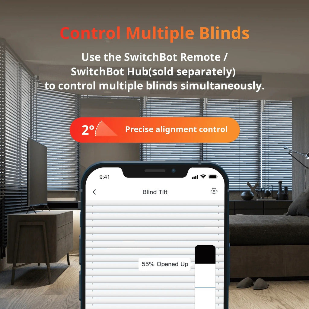 SwitchBot Blind Tilt Motor for Existing Blinds, Bluetooth Remote Control, Solar Powered (W2701600)
