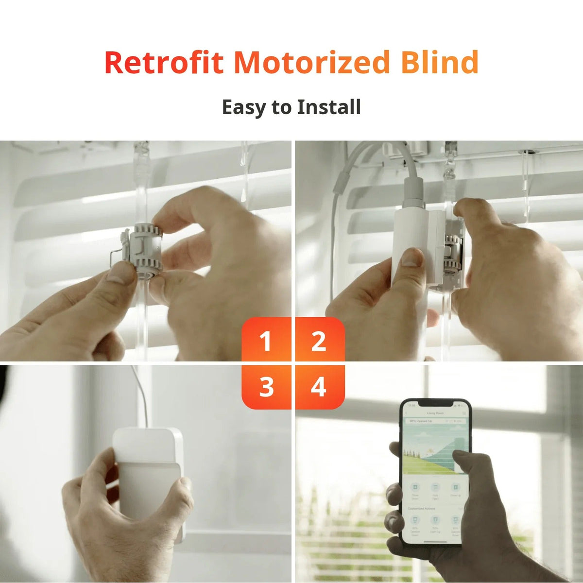 SwitchBot Blind Tilt Motor for Existing Blinds, Bluetooth Remote Control, Solar Powered (W2701600)