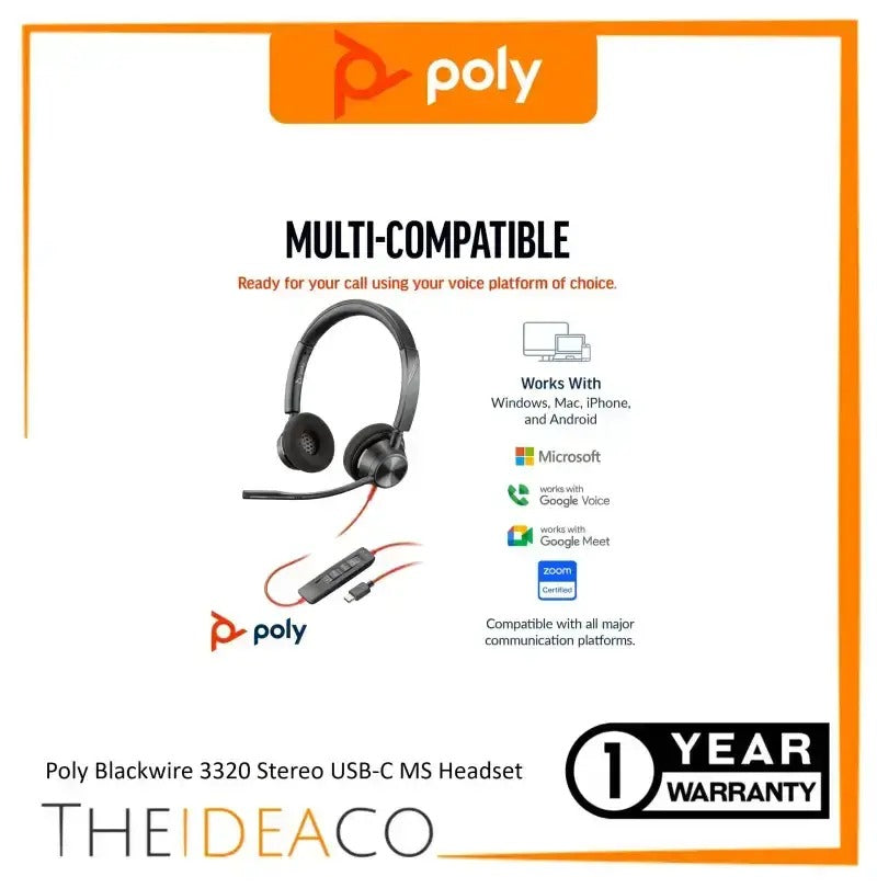 POLY Blackwire 3320 Headset Wired IT 31134322
