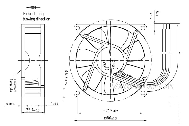 EBM Papst 8414N/2HP Axial Fan 24V 78 m³/h 80 x 80 x 25.4 mm