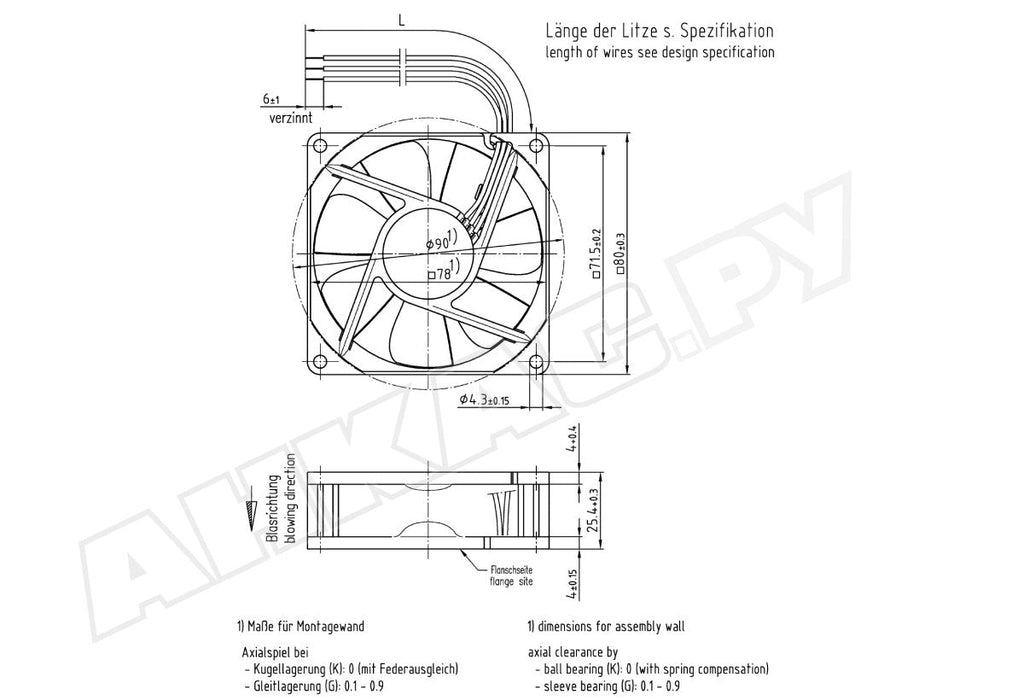 EBM Papst 8414N/2HP Axial Fan 24V 78 m³/h 80 x 80 x 25.4 mm