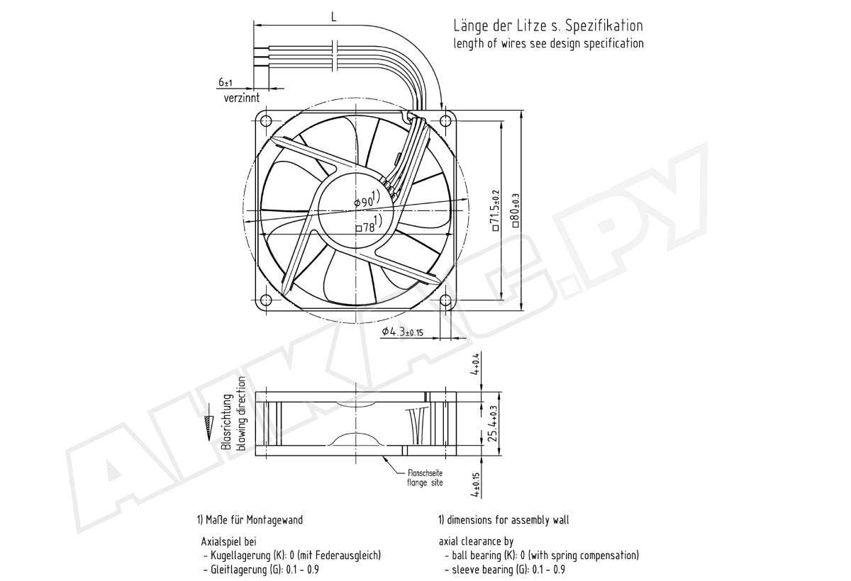 EBM Papst 8414N/2HP Axial Fan 24V 78 m³/h 80 x 80 x 25.4 mm