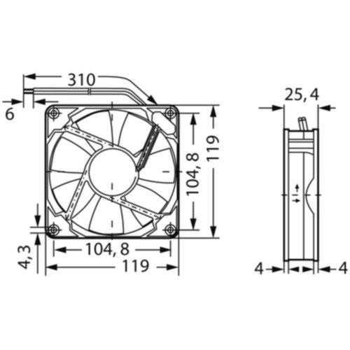EBM Papst 4412FM Axial Fan 12 V 137 m³/h 119 x 119 x 25.4 mm (9293505409)