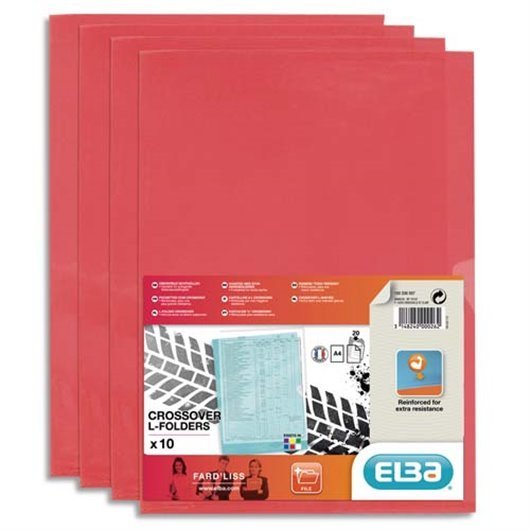 ELBA DIN A4 Fard'Liss Document Sleeves, PVC 0.18 mm, Red, Open on Right, 2 Side Holes (100206697)