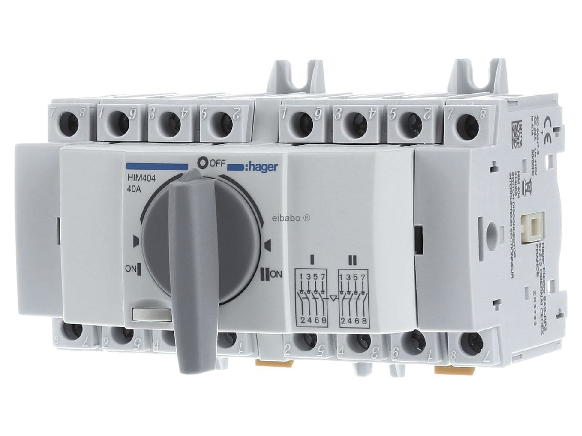 Hager Load Changeover Switch HIM404 - 4-Pole - 40A (HIM404)