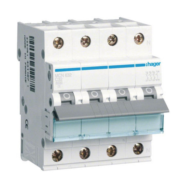 Hager Miniature Circuit Breaker 3p+N C-32A 6kA MCN632