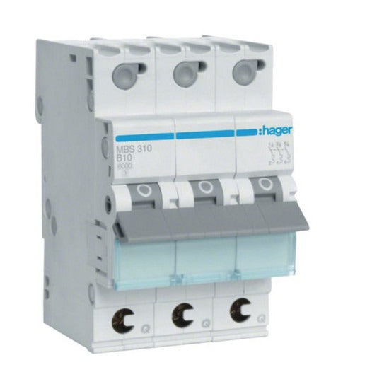 Hager - MBS310 - 10 A - B-type - 3 Modules - 52.5 mm (MBS310)