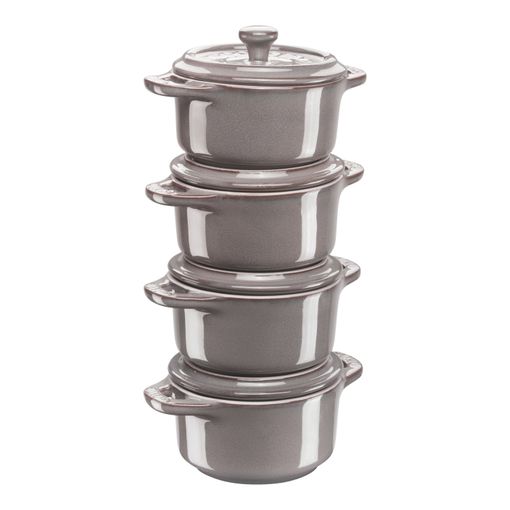Staub Ceramic Cocotte Set 4-piece Ø 10 cm Antique Grey (40508-160-0)