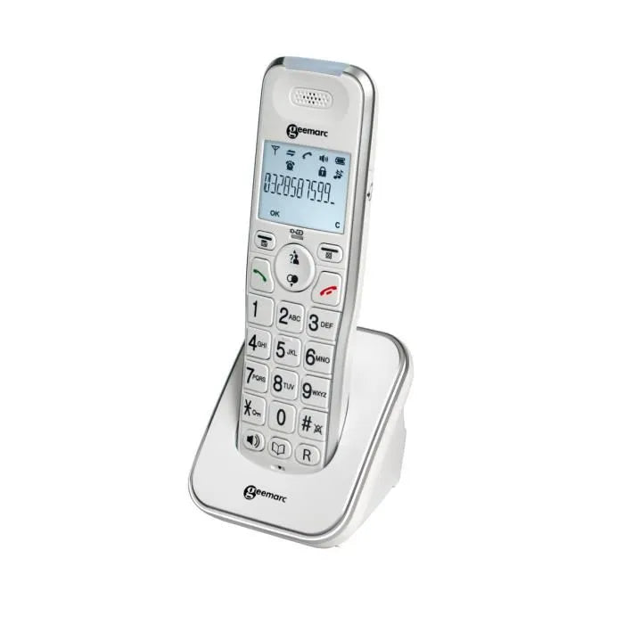 Geemarc AMPLIDECT 295 AD Cordless Phone for Seniors, Illuminated Display, White