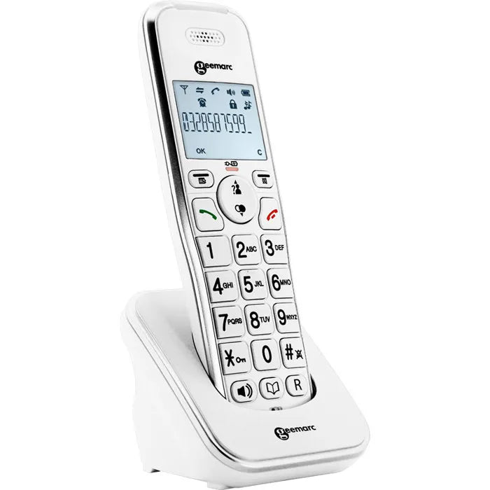 Geemarc AMPLIDECT 295 AD Cordless Phone for Seniors, Illuminated Display, White