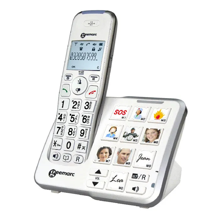 Geemarc AMPLIDECT 295 AD Cordless Phone for Seniors, Illuminated Display, White