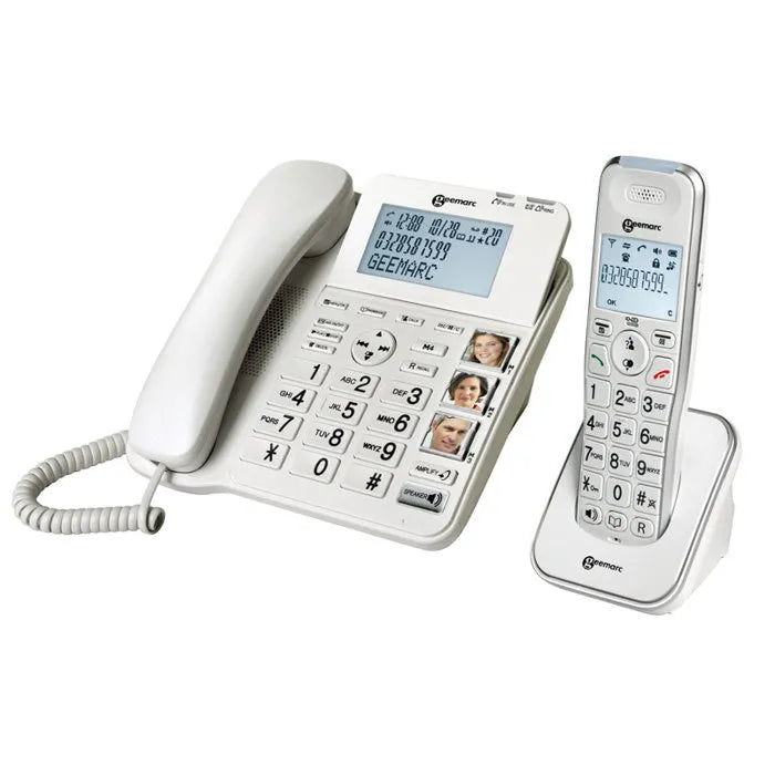 Geemarc AMPLIDECT 295 AD Cordless Phone for Seniors, Illuminated Display, White