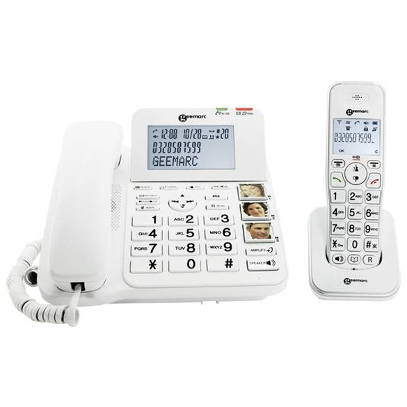 Geemarc AMPLIDECT COMBI 295-2 Corded Phone + 2 DECT295 AD - Answering Machine (DECT295-2_COMBI_WH_V)