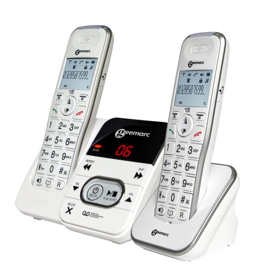 Geemarc AMPLIDECT COMBI 295-2 Corded Phone + 2 DECT295 AD - Answering Machine (DECT295-2_COMBI_WH_V)