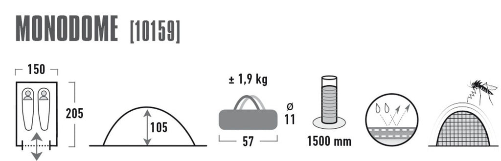 High Peak Monodome Blue  Grey Dome/Igloo tent 10159