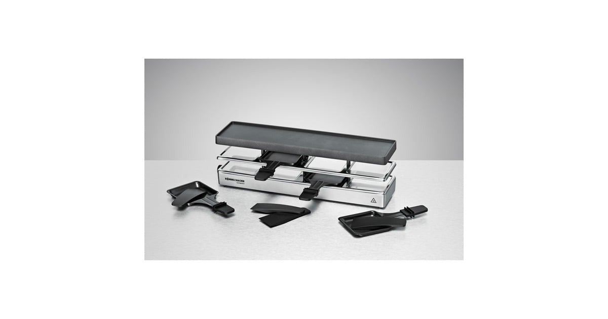 Rommelsbacher RC800 Raclette - 795W - Rectangular Black/Silver - Die-Cast Aluminum Grill Plate - Stainless Steel (RC800)