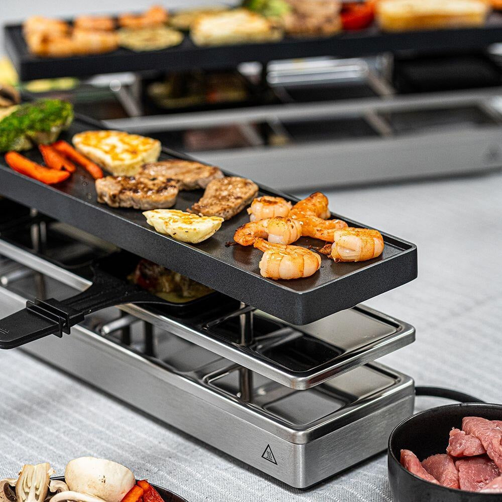 Rommelsbacher RC800 Raclette - 795W - Rectangular Black/Silver - Die-Cast Aluminum Grill Plate - Stainless Steel (RC800)