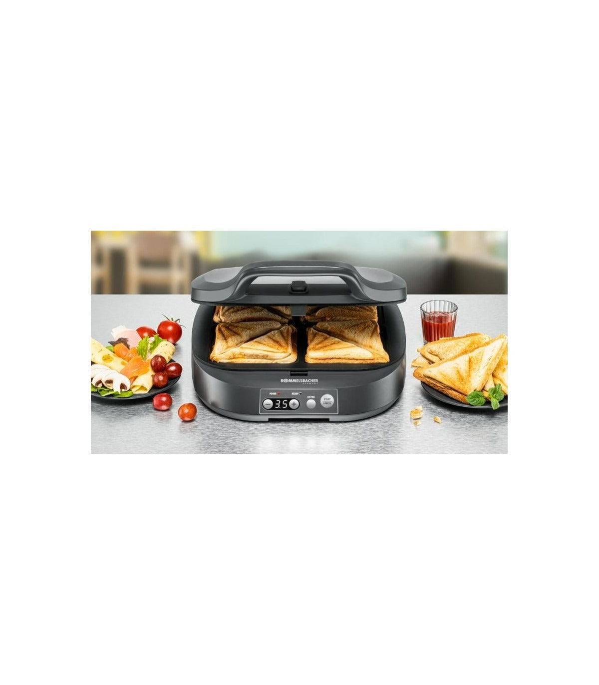 Rommelsbacher ST1800 Sandwich Maker for 4 Large Sandwiches 4-slice